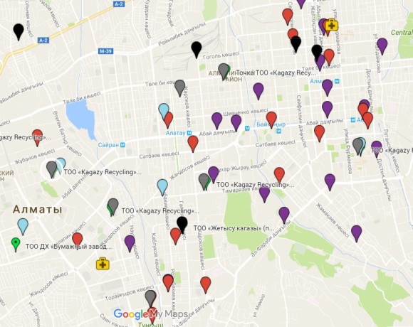 Представляем обновленную «Карту пунктов приема отходов Алматы»